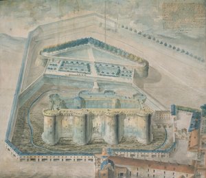 Uitzicht op de Bastille door Pierre Francois Palloy